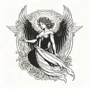 6 winged seraphim angel symmetrical tattoo design idea