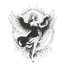 6 winged seraphim angel symmetrical tattoo design idea