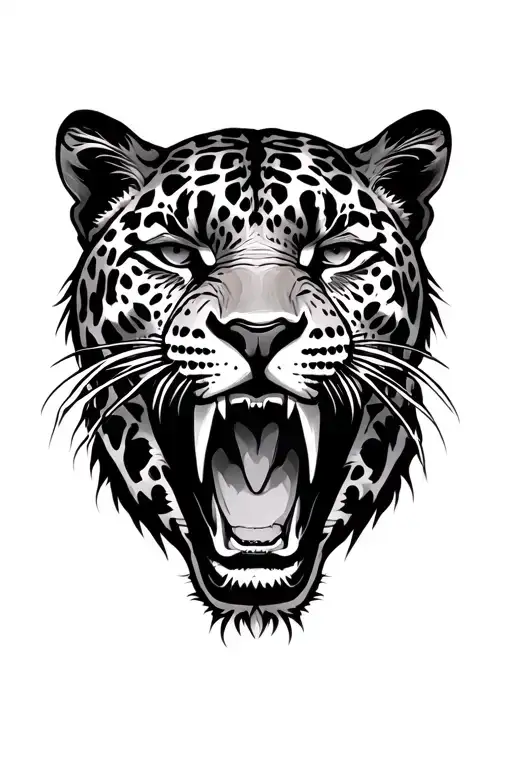 badass leopard growling tattoo design idea