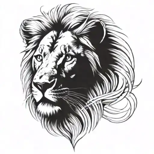 lion with blue eyes tattoo design idea