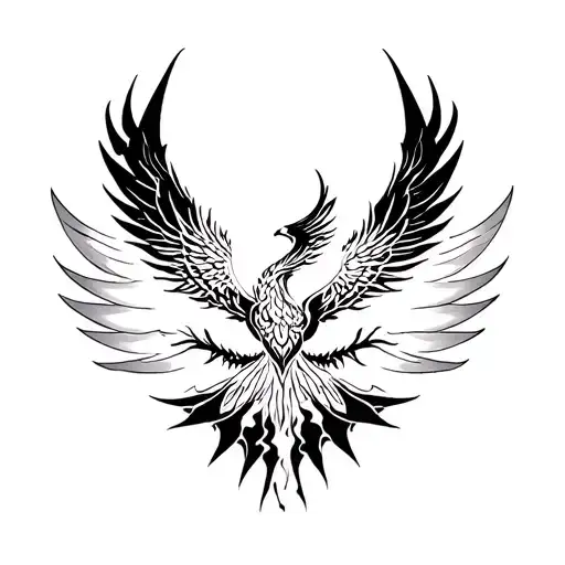 Throat and Neck Burning Phoenix rising from ashes tattoo design idea
