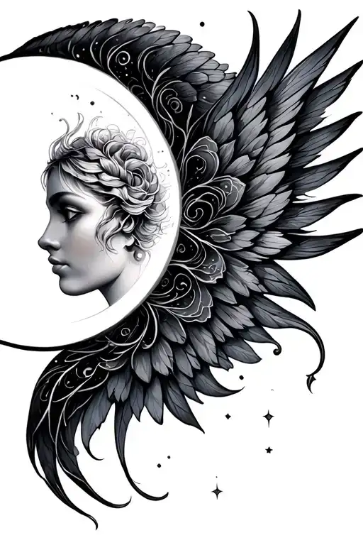 sun and moon fairy wings  tattoo design idea