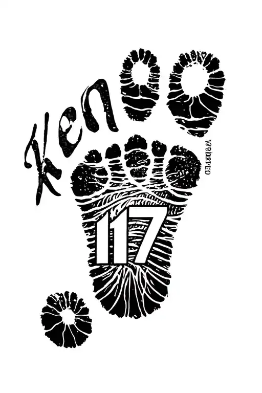 "Keona 17" baby foot print tattoo design idea
