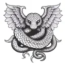 three headed snake with wings made tattoo design idea