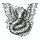 three headed snake with wings made tattoo design idea
