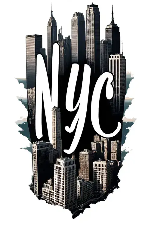 "NYC" "NYC" New York skyline made tattoo design idea