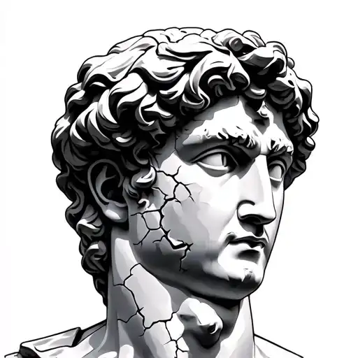 David statue head bust cracked tattoo design idea