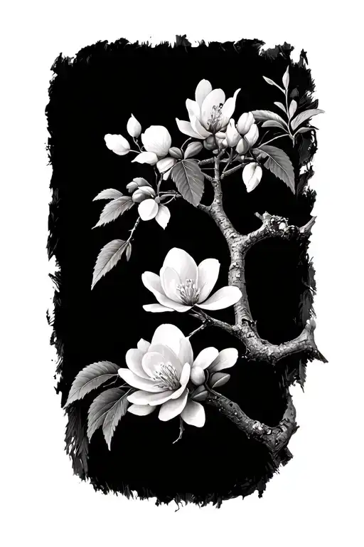 cherry blossom, Douglas fir, southern magnolia tattoo design idea