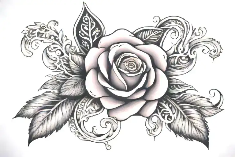 rosette with pink tips made out like f dollar bills tattoo design idea