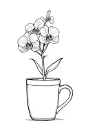 Orchid potted in a mug tattoo design idea