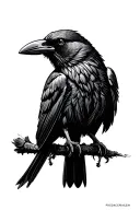 crow facing front tattoo design idea