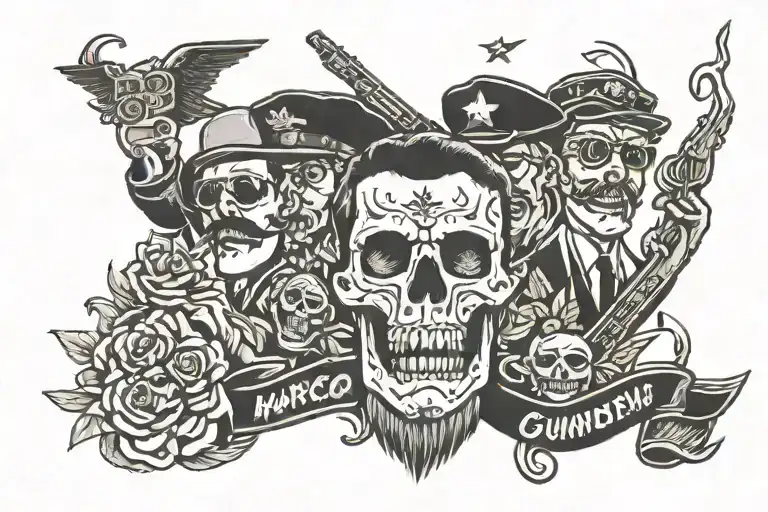 Narco gunmen tattoo design idea