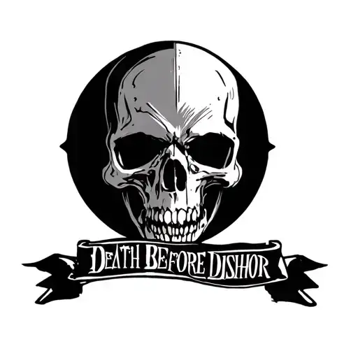 I need a cyber sigilism style tattoo with the words "death before dishonor" in there somewhere tattoo design idea