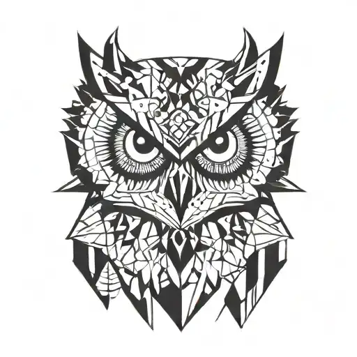 owl geometric shapes tattoo design idea