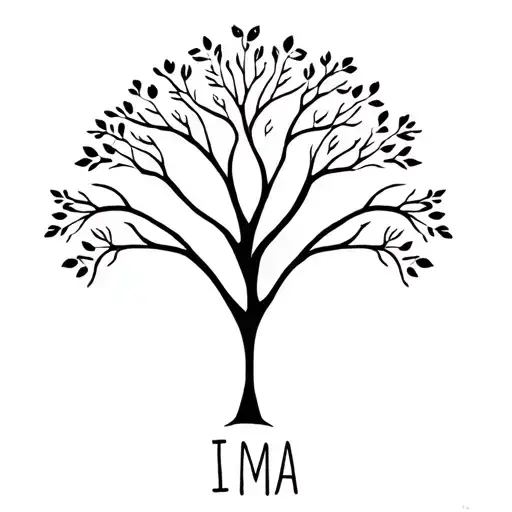 Tree with 2 kids initials and birth years tattoo design idea