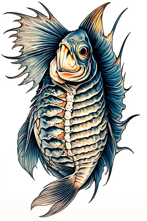 fish gill rib tattoo that fades into something akin to claw marks down outer sides of back tattoo design idea