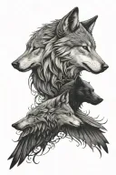 wolf and crow tattoo design idea