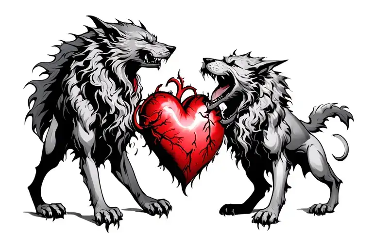 Cerberus eats the heart tattoo design idea
