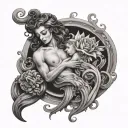 Aquarius dark romance tattoo design idea