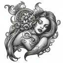 Aquarius dark romance tattoo design idea