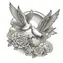 1947 with clouds and doves tattoo design idea