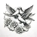 1947 with clouds and doves tattoo design idea