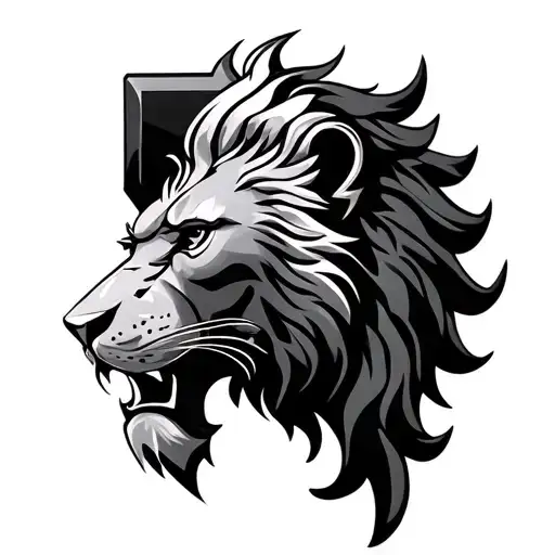 shield with a detailed lions head on it tattoo design idea