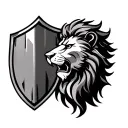 shield with a detailed lions head on it tattoo design idea