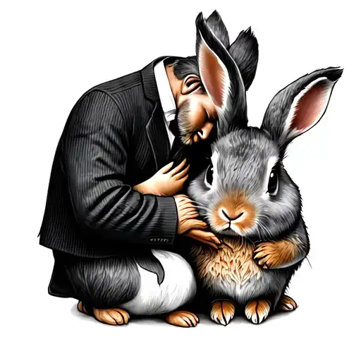 Peter rabbit cuddling with his mother and father tattoo design idea