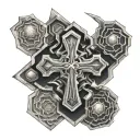 cross tattoo in a honeycomb structure on the chest  tattoo design idea