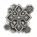 cross tattoo in a honeycomb structure on the chest  tattoo design idea