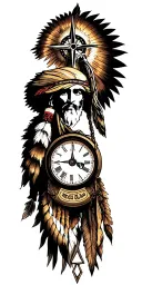 Apache , military, Jesus, compass, clock, mexican tattoo design idea