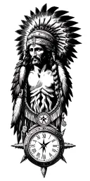 Apache , military, Jesus, compass, clock, mexican tattoo design idea