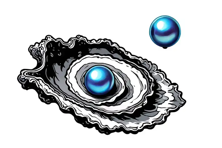 Black Oyster with a blue pearl inside tattoo design idea