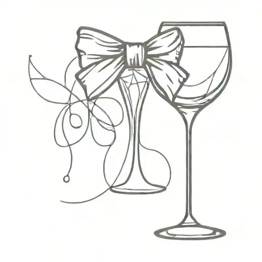Bow tie and wine glass tattoo design idea