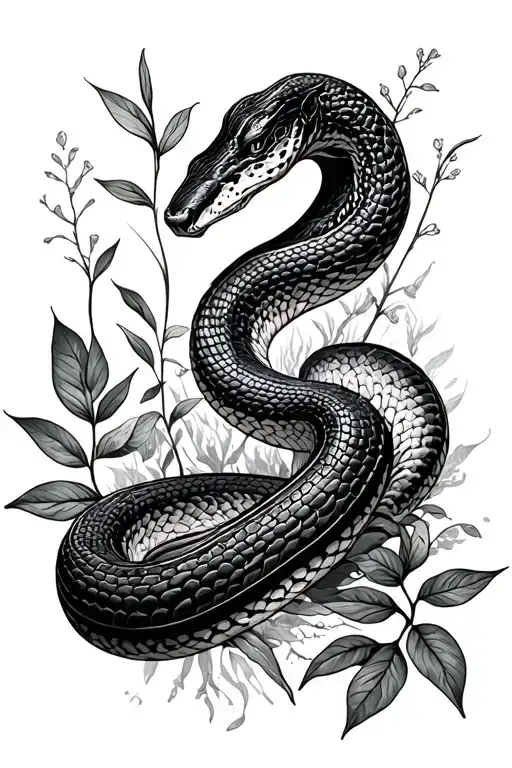 plants and nature with a snake slithering throughout tattoo design idea