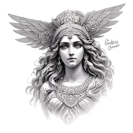 goddess hera straight on  tattoo design idea