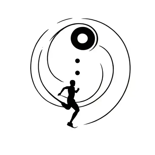 "Unstoppable " A minimalist tattoo of a yin-yang symbol formed by a runner tattoo design idea