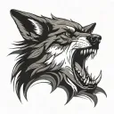 wolf bite face tattoo design idea