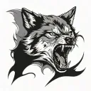 wolf bite face tattoo design idea