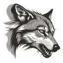 wolf bite face tattoo design idea