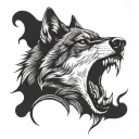 wolf bite face tattoo design idea