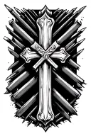 bars and cross surrounded tattoo design idea