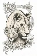 lioness and cub tattoo design idea