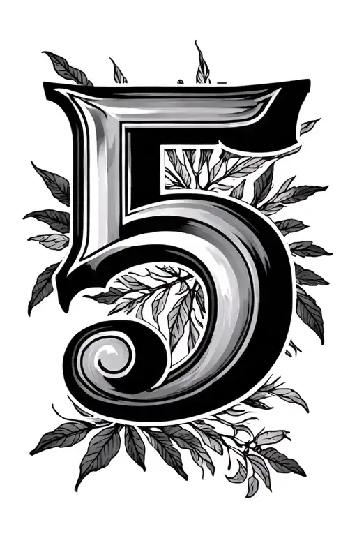 Roman Numeral 5 with the Greek mythology symbol for love tattoo design idea
