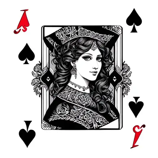 Black Queen Of Hearts tattoo design idea