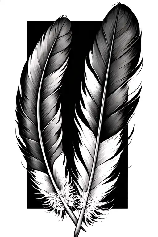 two feathers crossed  tattoo design idea