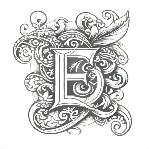 combine letters n,j,e tattoo design idea