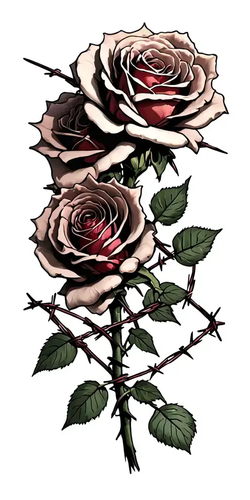 dead roses, barbed wire wrapped  tattoo design idea