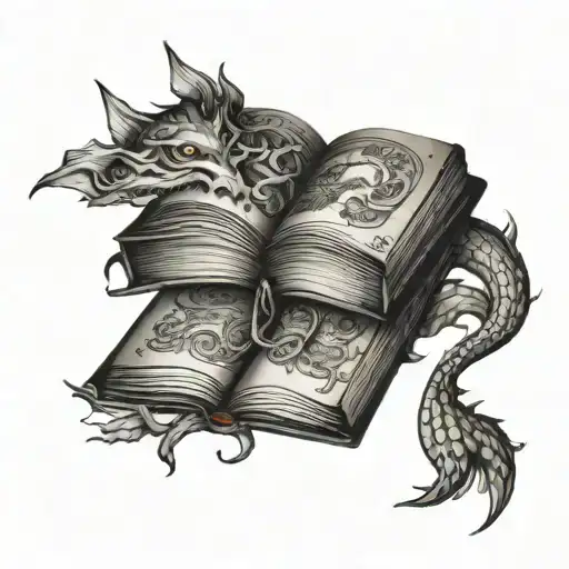 Fantasy Book tattoo design idea